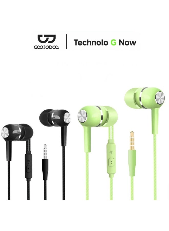 GOOJODOQ Wire Control Headset With Mic - Black Colour (3.5mm) - Image 2